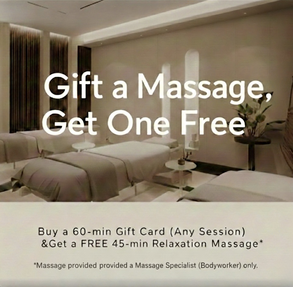 buy a 60 min gift card and get a free relaxation massage by a bodyworker